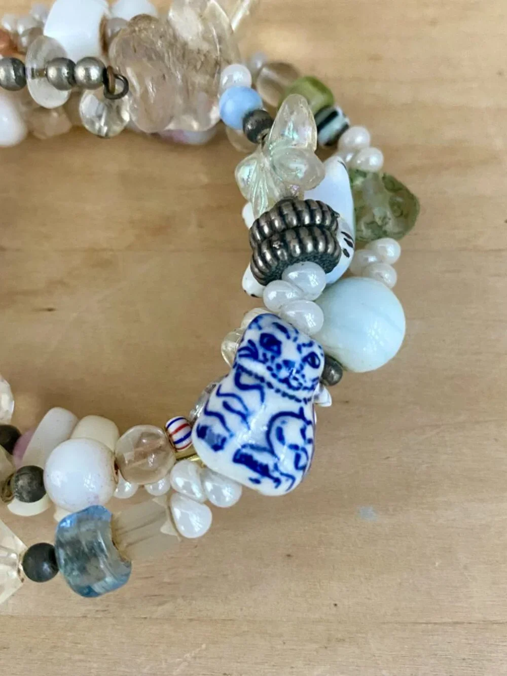 Vintage Bracelet - Artisan made, unique (made to order), animals, memory wire.